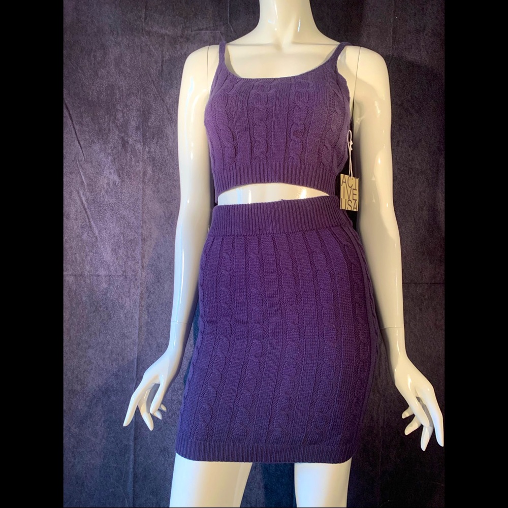 Sweater Crop Top and Mini Skirt